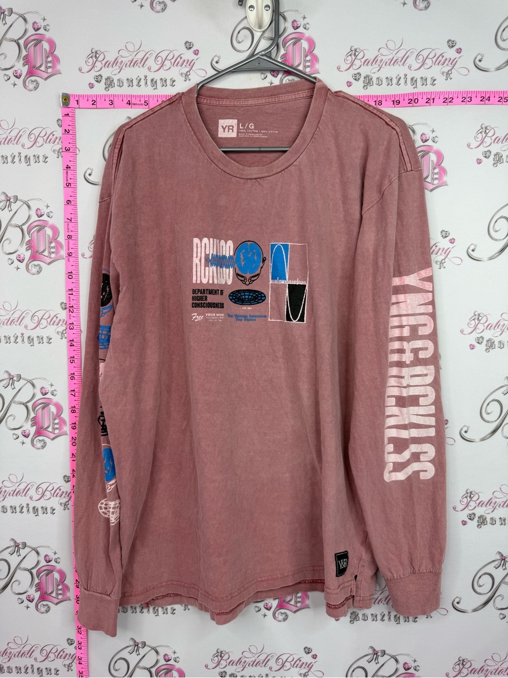YR long sleeve graphic top Washed Mauve Graphic Long Sleeve Tee